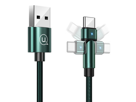 USAMS καλώδιο USB-C σε USB SJ477, περιστρεφόμενο βύσμα, 10W, 1m, πράσινο