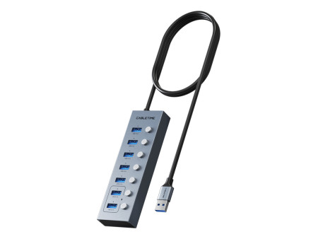 CABLETIME USB hub CT-HUBU7-AG, 7x θυρών, 5Gbps, USB σύνδεση, 1m, γκρι