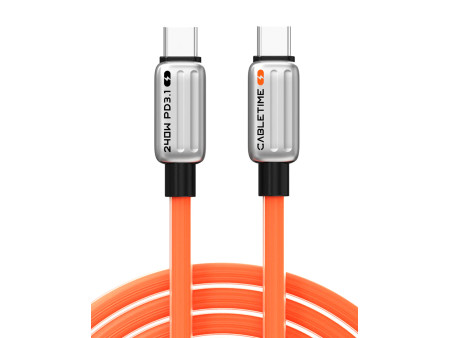 CABLETIME καλώδιο USB-C CT-CM240-ZSO1, 240W, 480Mbps, 1m, πορτοκαλί