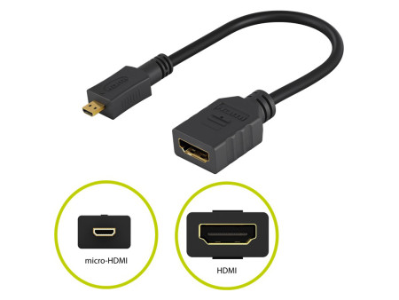 GOOBAY καλώδιο micro HDMI σε HDMI 58683, 4K/60Hz, 0.15m, μαύρο