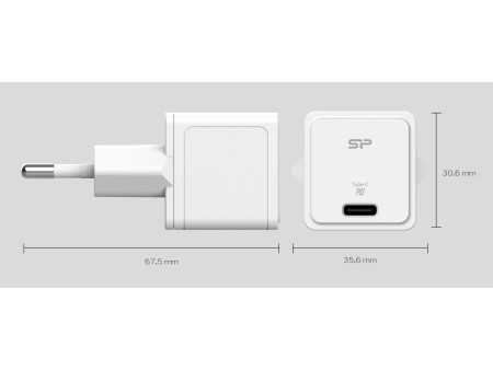 SILICON POWER φορτιστής τοίχου SP20WASYQM121PCW, USB-C, PD 20W, λευκός