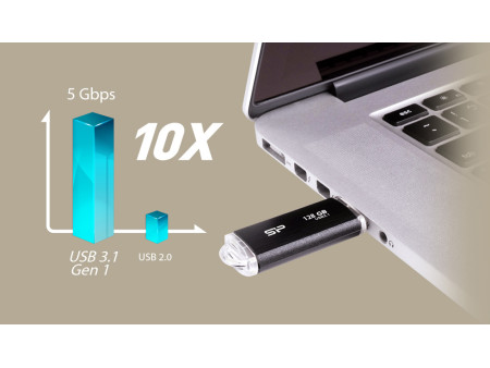 SILICON POWER USB Flash Drive Blaze B02, 128GB, USB 3.2, μαύρο