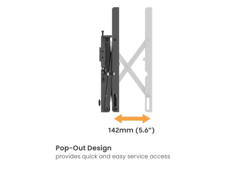 BRATECK επιτοίχια βάση LVW02E-46T για τηλεόραση 37-70", Pop-Out, 70kg