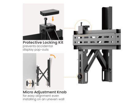 BRATECK επιτοίχια βάση LVW02E-46T για τηλεόραση 37-70", Pop-Out, 70kg