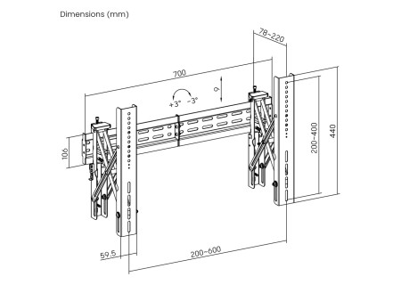 BRATECK επιτοίχια βάση LVW02E-46T για τηλεόραση 37-70", Pop-Out, 70kg