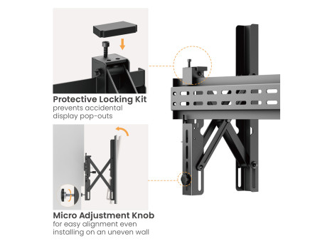 BRATECK επιτοίχια βάση LVW02E-48T για τηλεόραση 37-70", Pop-Out, 70kg