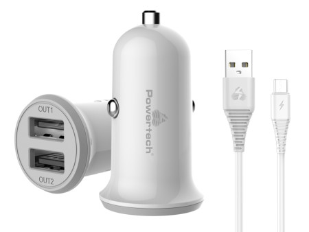 POWERTECH φορτιστής αυτοκινήτου PT-772, καλώδιο micro USB, 2x USB, 3.4A