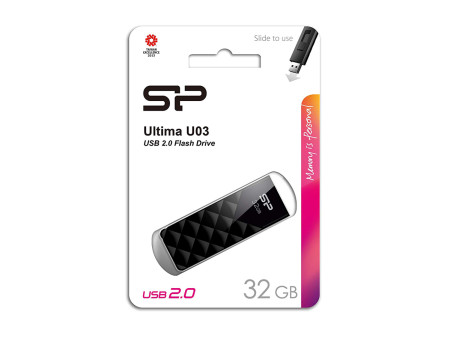 SILICON POWER USB Flash Ultima U03, 32GB, USB 2.0, μαύρο