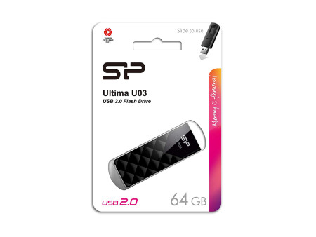 SILICON POWER USB Flash Ultima U03, 64GB, USB 2.0, μαύρο