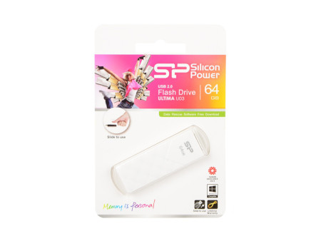 SILICON POWER USB Flash Ultima U03, 64GB, USB 2.0, λευκό