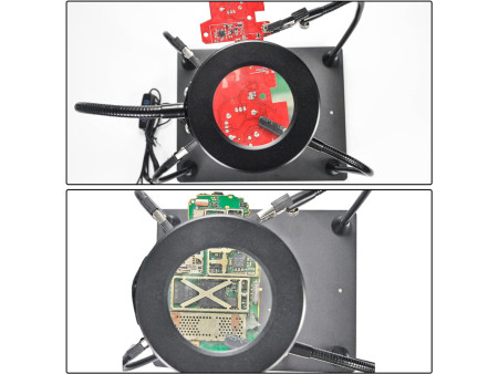 KAISI βάση πλακέτας PCB TE-808 με μεγεθυντικό φακό & βραχίονες, μαύρη