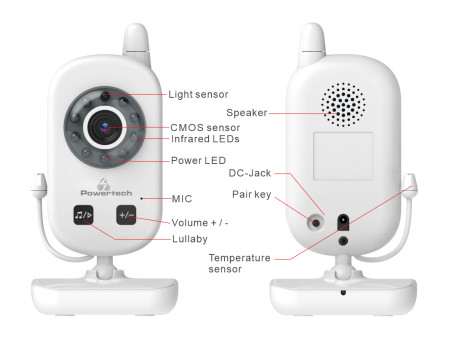 POWERTECH ενδοεπικοινωνία μωρού PT-1186, κάμερα & οθόνη 2.4", 480p