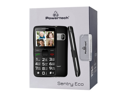 POWERTECH Κινητό Τηλέφωνο Sentry Eco PTM-18, SOS Call, με φακό, μαύρο