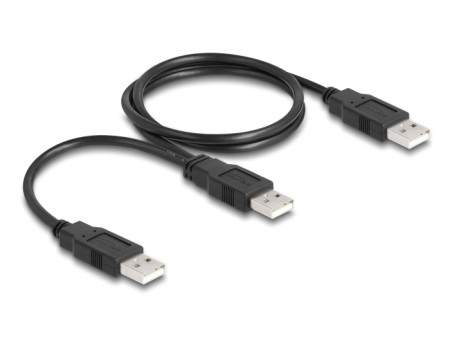 DELOCK καλώδιο USB σε 2x USB 80000, 480Mbps, 70cm, μαύρο