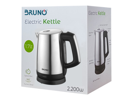 BRUNO Ηλεκτρικός βραστήρας BRN-0030, 2200W, 1.7lt, βάση 360°