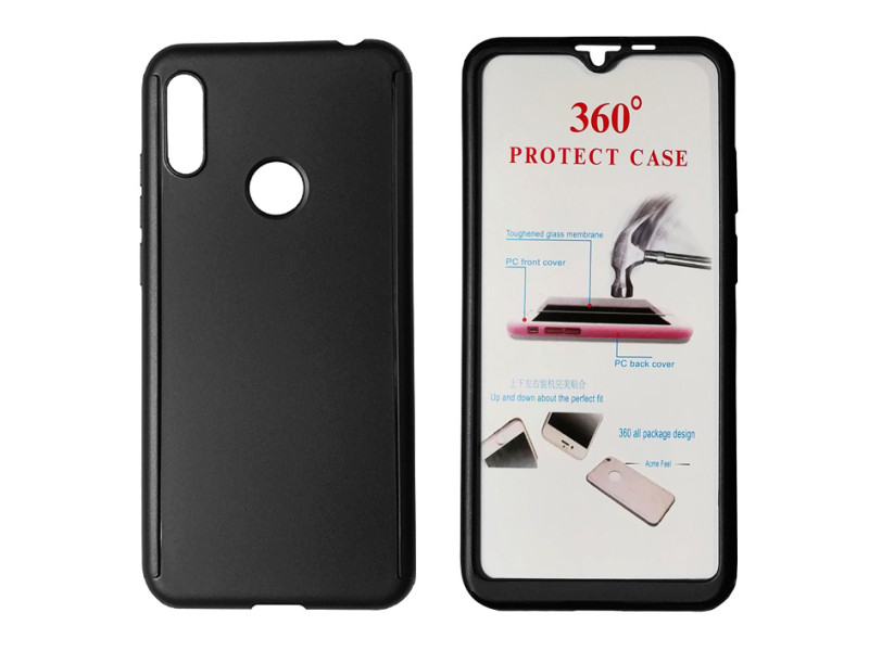 POWERTECH Θήκη Body 360° με Tempered Glass για Huawei Y6/Pro 2019, μαύρη