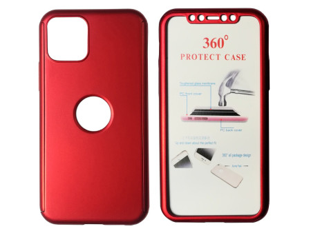 POWERTECH Θήκη Body 360° με Tempered Glass, iPhone 11 Pro Max, κόκκινη