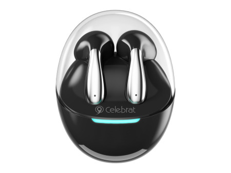 CELEBRAT earphones με θήκη φόρτισης W51, True Wireless, Φ13mm, μαύρα