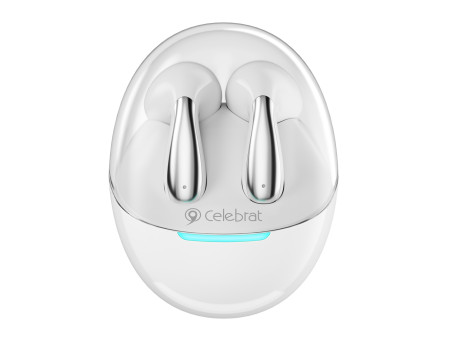 CELEBRAT earphones με θήκη φόρτισης W51, True Wireless, Φ13mm, λευκά