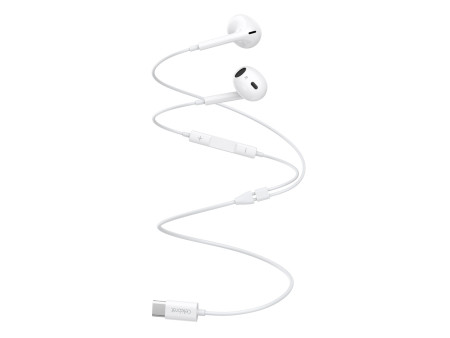 CELEBRAT earphones με μικρόφωνο E400, USB-C σύνδεση, Φ14mm, 1.2m, λευκά