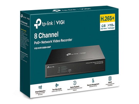 TP-LINK NVR καταγραφικό VIGI NVR1008H-8MP, 8MP, 8 κανάλια PoE, Ver. 1.0