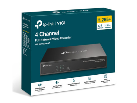 TP-LINK NVR καταγραφικό VIGI NVR1004H-4P, 8MP, 4 κανάλια PoE, Ver. 1.0