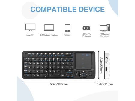 RIITEK ασύρματο mini πληκτρολόγιο K06, backlit, Bluetooth/2.4GHz, μαύρο