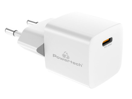 POWERTECH φορτιστής τοίχου PT-1223, USB-C, 20W, λευκός