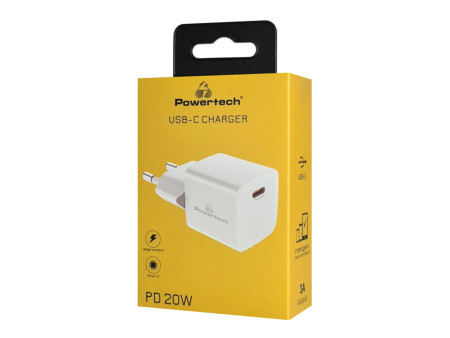 POWERTECH φορτιστής τοίχου PT-1223, USB-C, 20W, λευκός