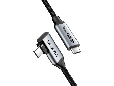 CABLETIME καλώδιο USB-C CT-CMCML-AG1, γωνιακό, 100W 20Gbps 4K, 1m, μαύρο