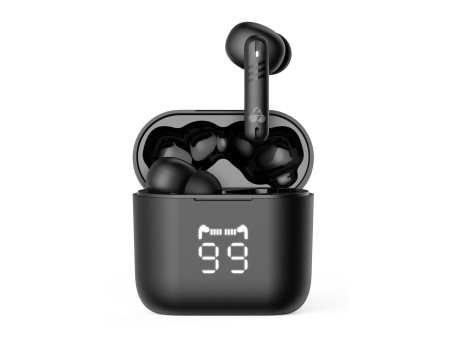 POWERTECH earphones με θήκη φόρτισης PT-1227, TWS, ENC, 30/480mAh, μαύρα