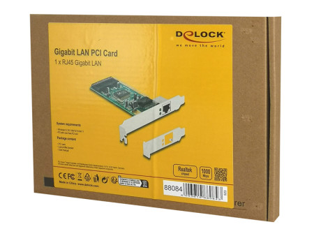 DELOCK κάρτα επέκτασης PCI σε 1x RJ45 Gigabit 88084, 1000Mbps