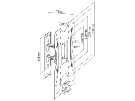 BRATECK επιτοίχια βάση KLA27-220 για τηλεόραση 23-42", έως 30kg