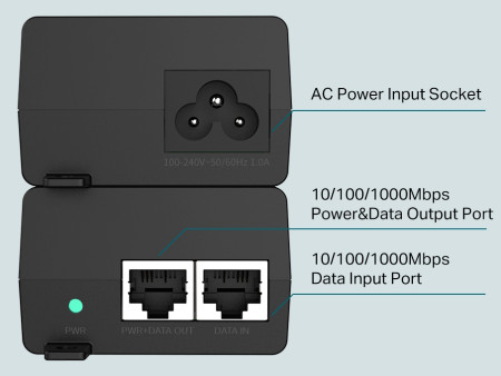 TP-LINK Gibagit PoE+ Injector TL-POE160S, 802.3af/at