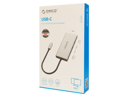 ORICO docking station MC-U501P, 5 θυρών, USB-C σύνδεση, 60W PD, 4K, γκρι