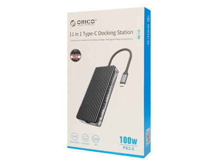 ORICO docking station WB-11P, 11 θυρών, USB-C σύνδεση, 100W PD, 4K, γκρι