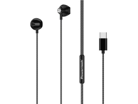 POWERTECH earphones με μικρόφωνο Prime, USB-C σύνδεση, 1.2m, μαύρα