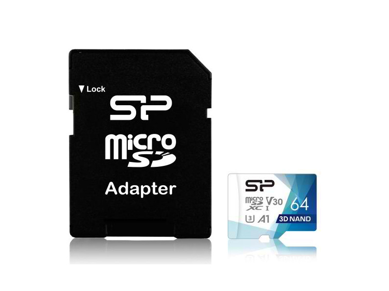 SILICON POWER κάρτα μνήμης microSDXC Superior Pro, 64GB, Class 10 UHS-I U3 A1 V30