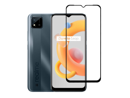 POWERTECH tempered glass 5D TGC-0578, Realme C11, full glue, μαύρο