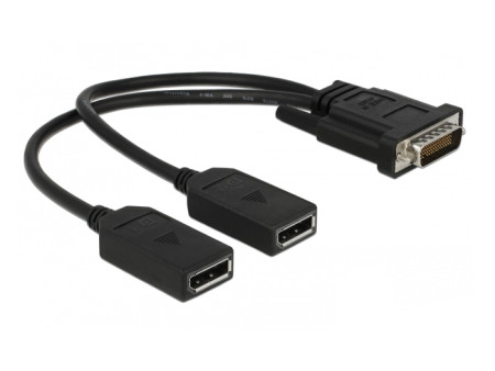 DELOCK αντάπτορας DMS-59 σε 2x DisplayPort 65354, 25cm, μαύρος