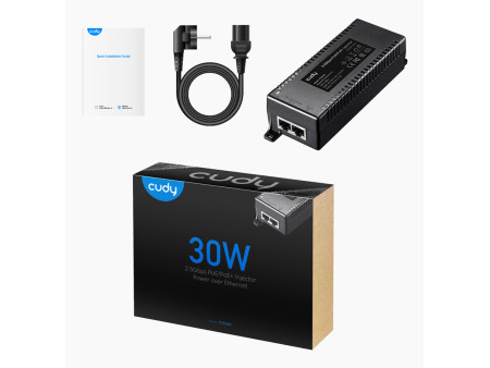 CUDY 2.5Gbps PoE+/PoE injector POE500, 30W