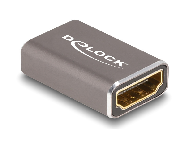 DELOCK αντάπτορας HDMI 60078 με Ethernet, 8K/60Hz, μεταλλικός, γκρι