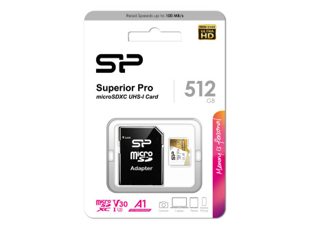 SILICON POWER κάρτα μνήμης microSDXC Superior Pro, 512GB, Class 10 UHS-I U3 A1 V30