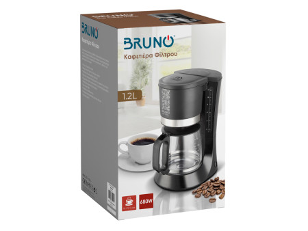 BRUNO καφετιέρα φίλτρου BRN-0086, 680W, έως 12 φλυτζάνια, 1.2L, μαύρη