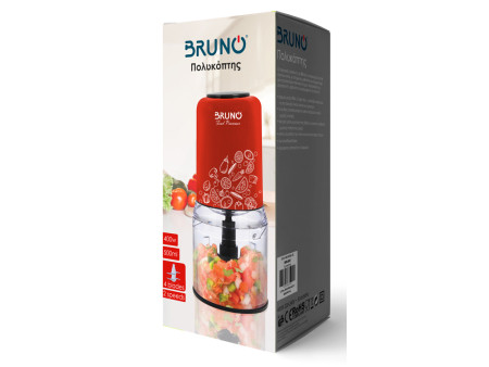 BRUNO πολυκόπτης BRN-0089, 2 ταχύτητες, 400W, 500ml, 4 λεπίδες, κόκκινος