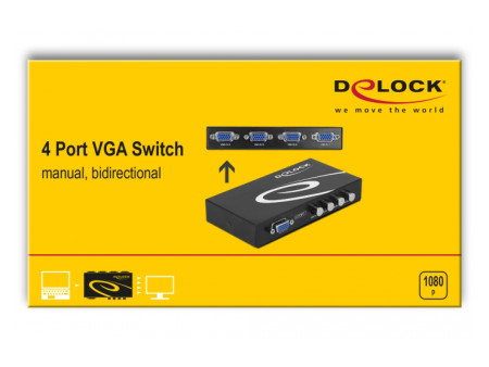 DELOCK VGA switch 87635, 4 σε 1, 1080p, bidirectional, μαύρο