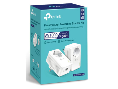 TP-LINK Powerline kit TL-PA7017P, Passthrough, AV1000 Gigabit, Ver. 4.0