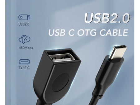 CABLETIME καλώδιο USB-C σε USB CMAF2, 480Mbps, 0.15m, μαύρο