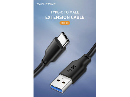 CABLETIME καλώδιο USB-C σε USB CMAMN, 15W, 5Gbps, 1m, μαύρο