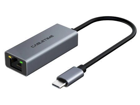 CABLETIME αντάπτορας δικτύου CT-CML100, USB-C, 100Mbps Ethernet, γκρι